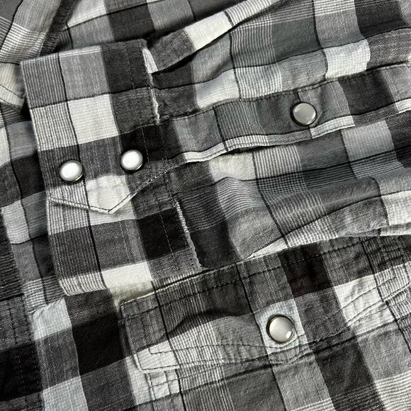 Columbia Men's Pearl Snap Gray Plaid Button Down Shirt Size XL - Picture 9 of 9